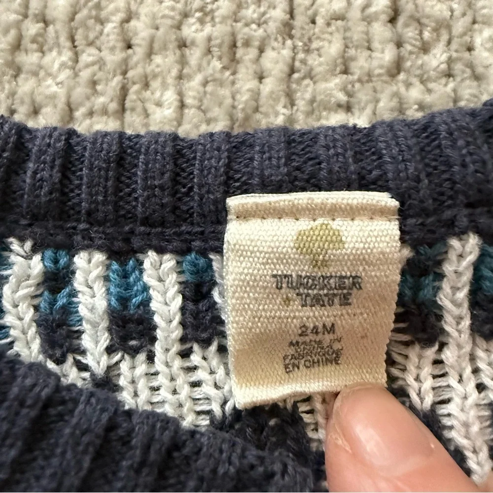 Tucker + Tate‎ Fair Isle Knit Sweater Baby 24M Navy Red Blue Geometric